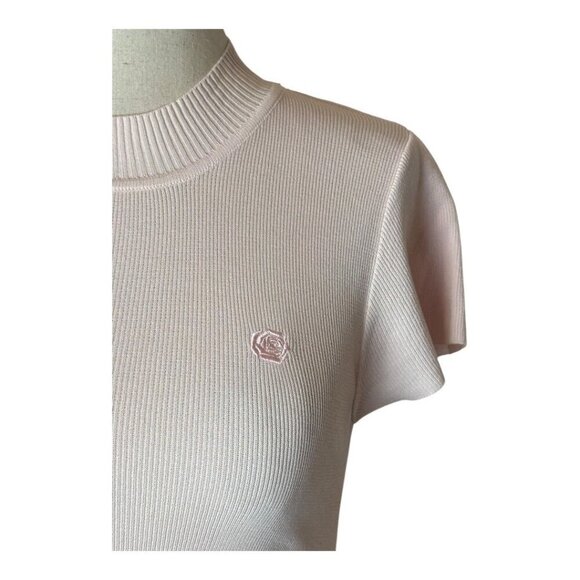 UNIF Dress Women Small Pink Knit Mock Neck Short Sleeve Fit And Flare Mini - Picture 6 of 9